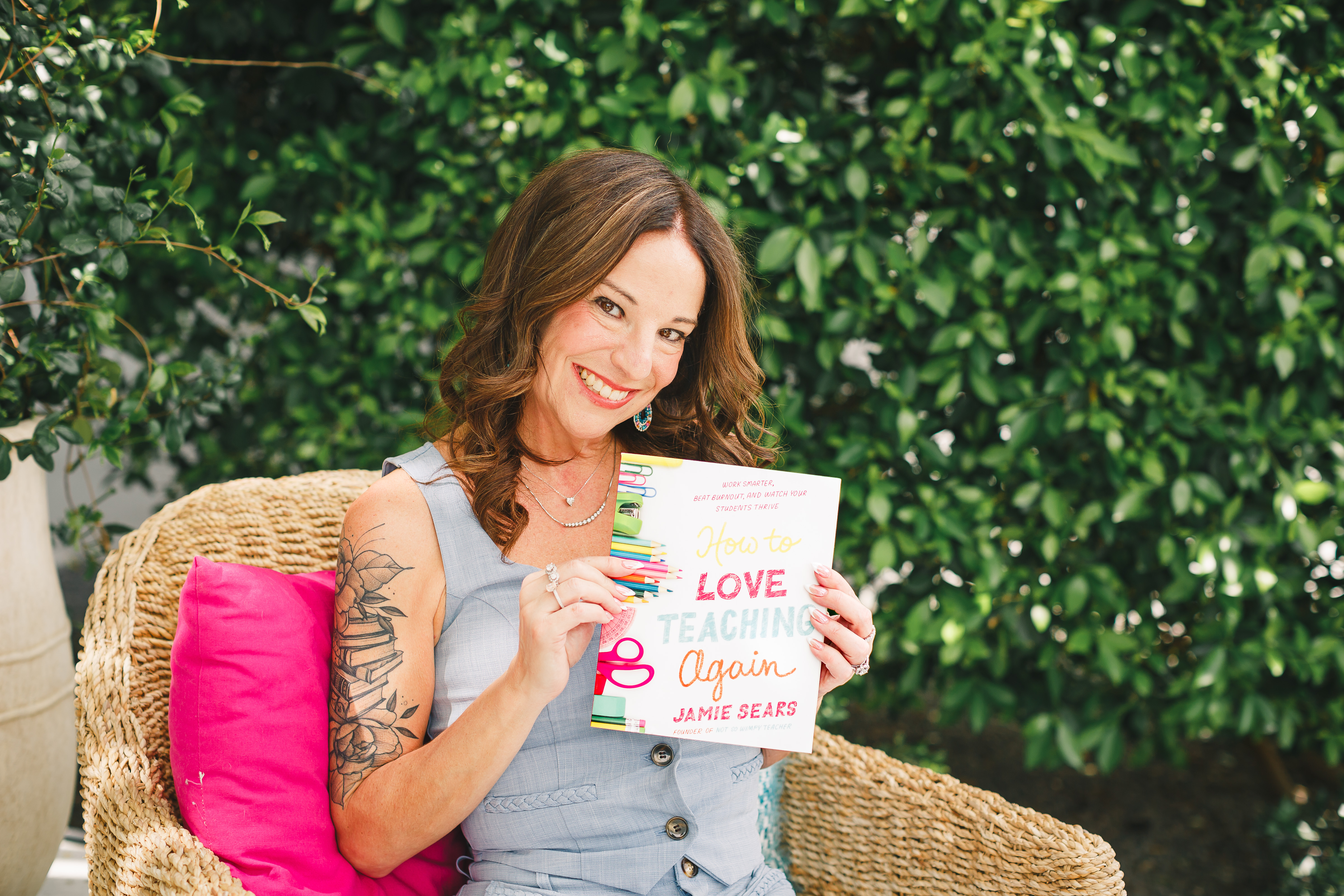 Jamie Sears holding How to Love Teaching Again
